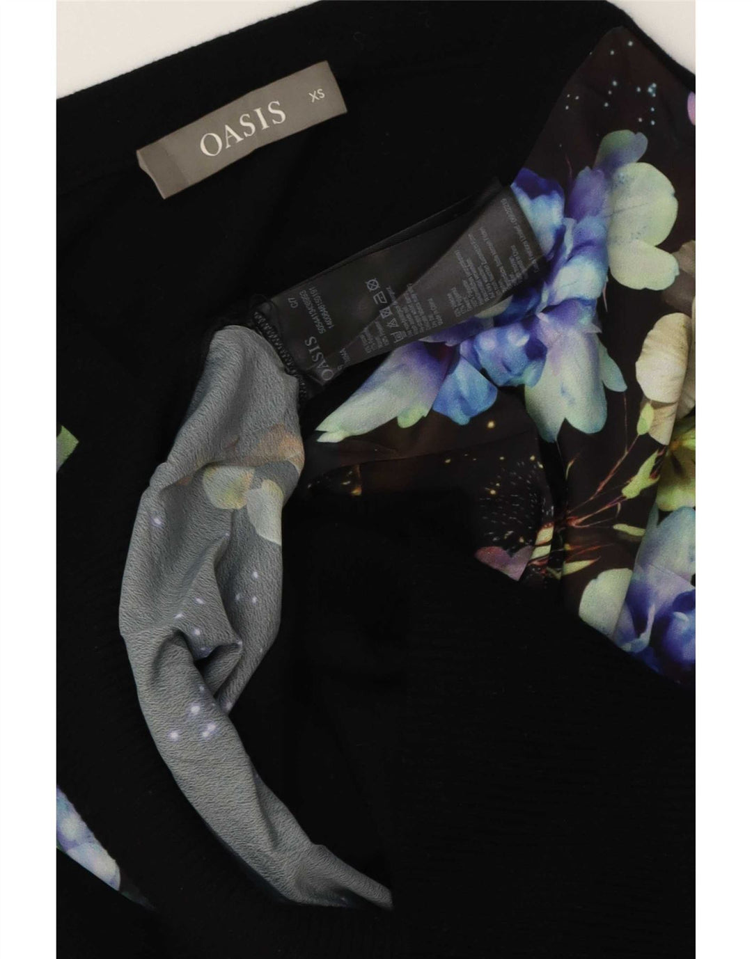 Oasis Dame Oversized Bluse Top UK 6 XS Black Floral Viscose