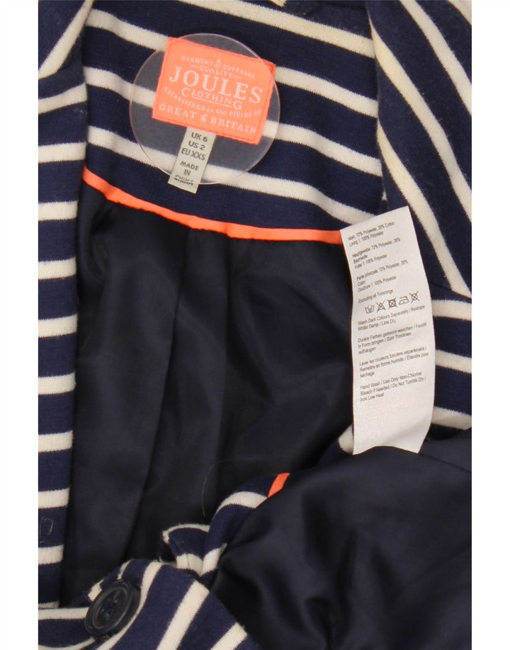 Joules Dame 1-knaps blazerjakke UK 6 XS Marineblå stribet polyester
