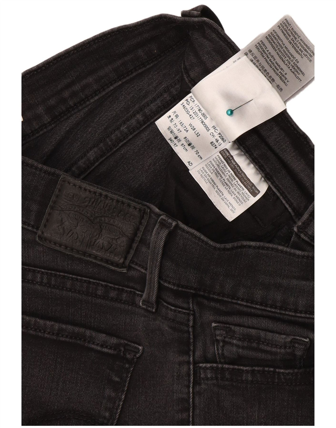 LEVI'S Dame 710 Super Skinny Jeans W28 L32 Grå Bomuld