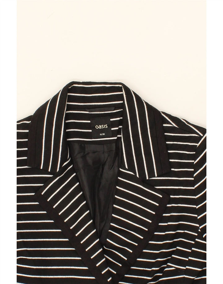 OASIS Womens 3/4 Sleeve Blazer Jacket UK 10 Small  Black Striped Vintage Oasis and Second-Hand Oasis from Messina Hembry 