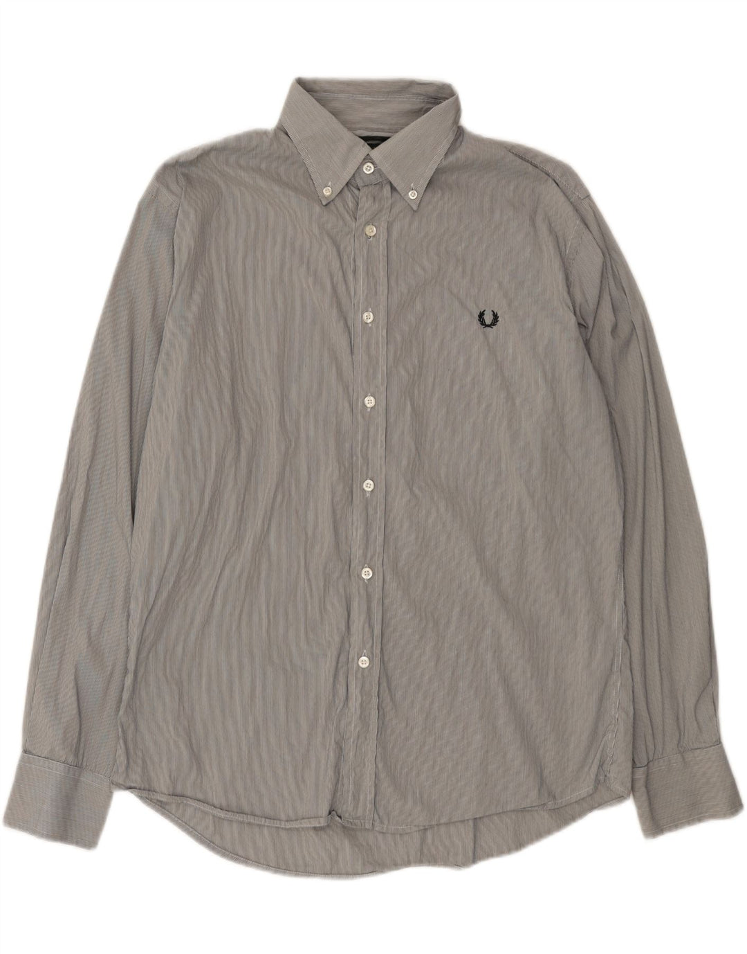 FRED PERRY Herre Slim Fit skjorte XL Grå nålestribet bomuld