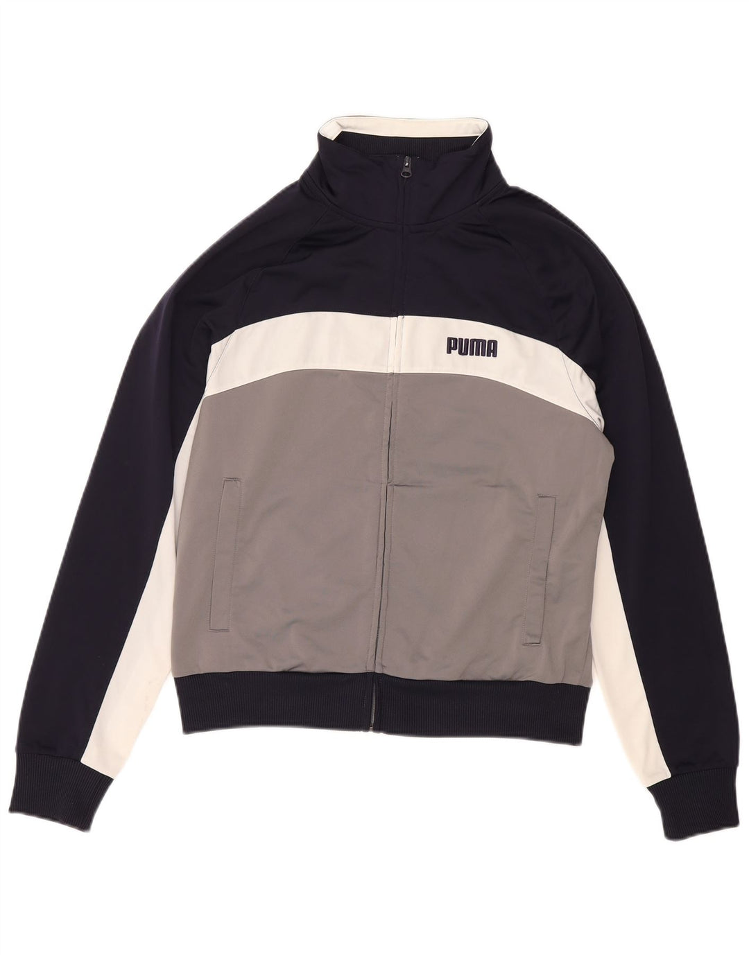 PUMA Mens Tracksuit Top Jacket Medium Grey Colourblock Polyester