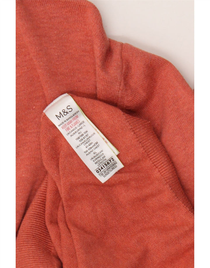 Marks & Spencer Herre V-hals sweater Stor Orange Bomuld