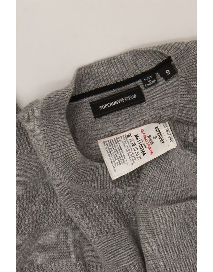 SUPERDRY Herre sweater med rund hals, lille grå stribet bomuld