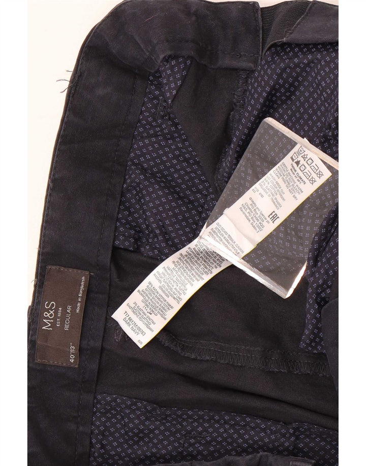 Marks & Spencer Herre Regular Chino Bukser W40 L33 Marineblå Bomuld