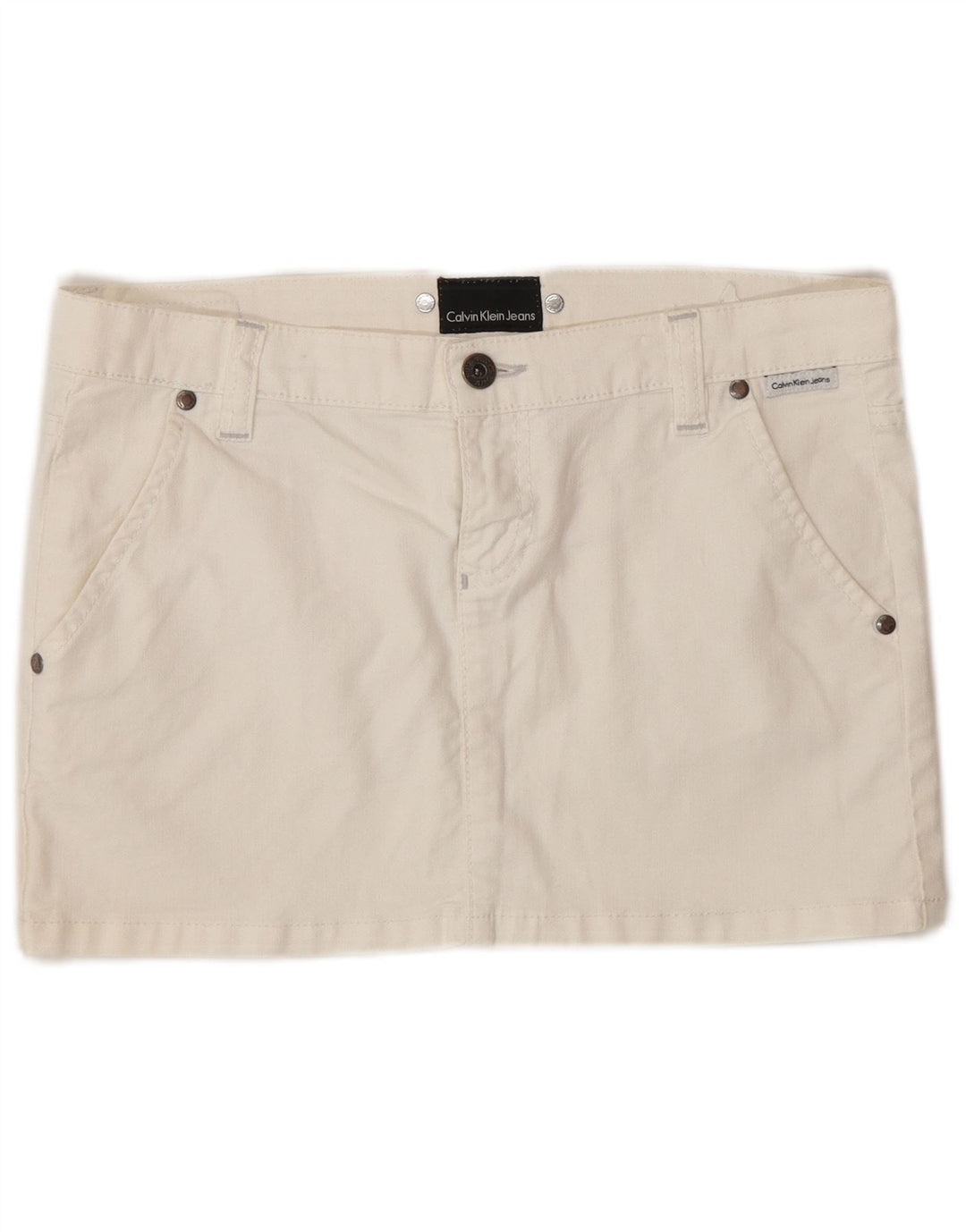 Calvin Klein Dame Mini-nederdel W27 Small Off White Bomuld