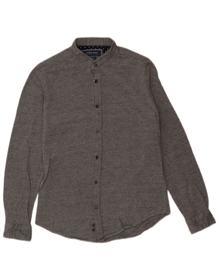 Zara herre Slim Fit skjorte mellemgrå bomuld
