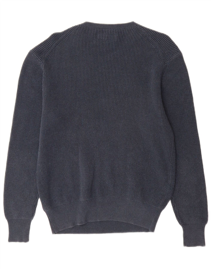 All Saints Herre Crew Neck Jumper Sweater Medium Navy Blue Bomuld