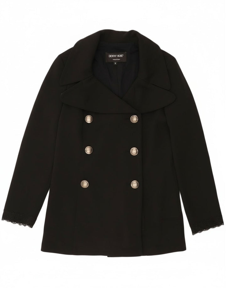 Denny Rose Womens Pea Coat UK 10 Small Black Polyester