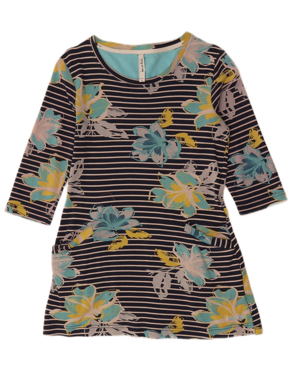 WEIRD FISH Dame Top 3/4 ærmer UK 10 Small Navy Blue Floral Bomuld