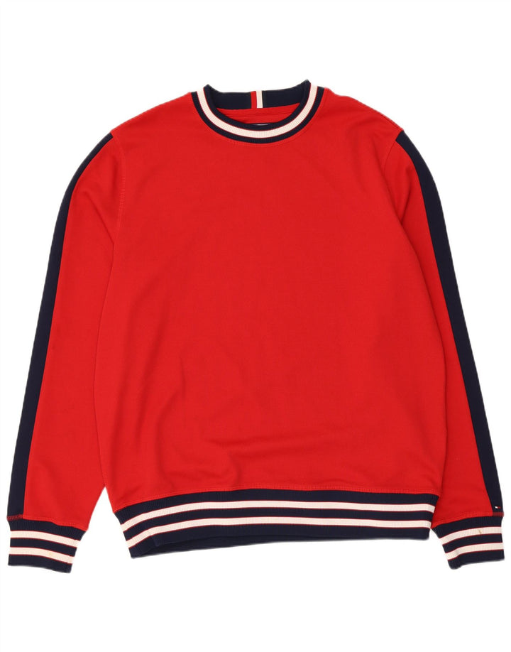 Tommy Hilfiger Herre Sweatshirt Jumper Large Rød Colourblock Polyester