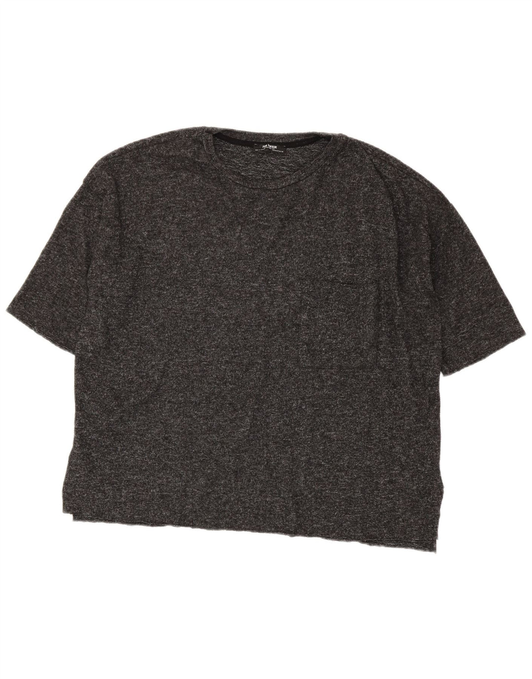 Zara Oversized T-Shirt Top UK 14 Medium Grey Flecked Polyester