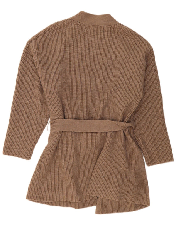 Zara Womens Longline Oversized Cardigan Sweater UK 10 Small Brown Acrylic