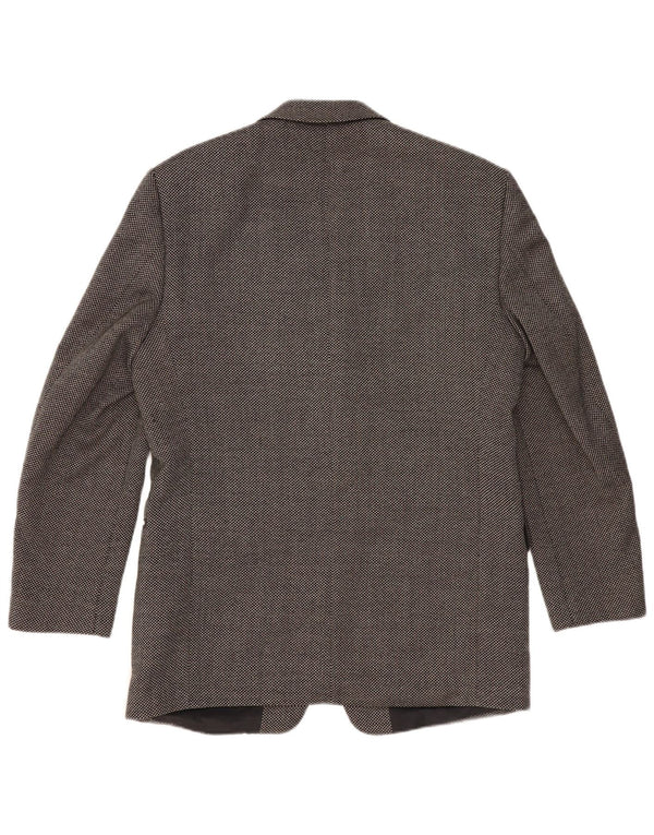 RØDGRØN Herre 3-knaps blazerjakke EU 50 Large Grey Spotted Wool