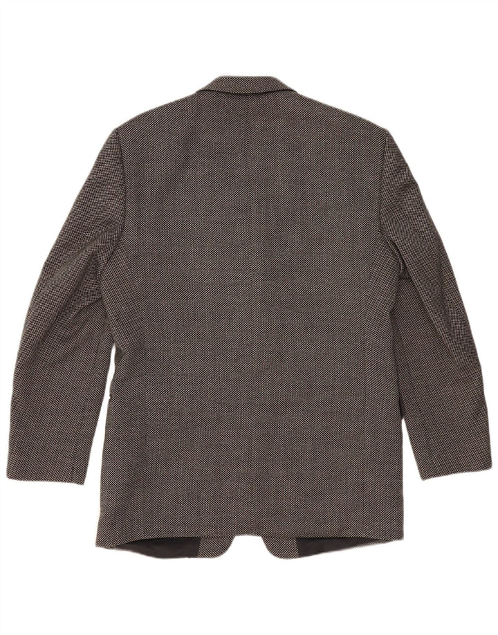 RØDGRØN Herre 3-knaps blazerjakke EU 50 Large Grey Spotted Wool