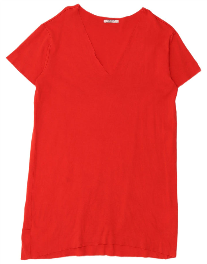 Zara Dame Trafaluc Shift Dress UK 14 Medium Rød Bomuld