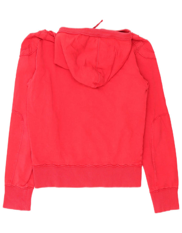 Cesare Paciotti 4US Dame Grafisk Hættetrøje Sweater med lynlås UK 14 Medium Rød