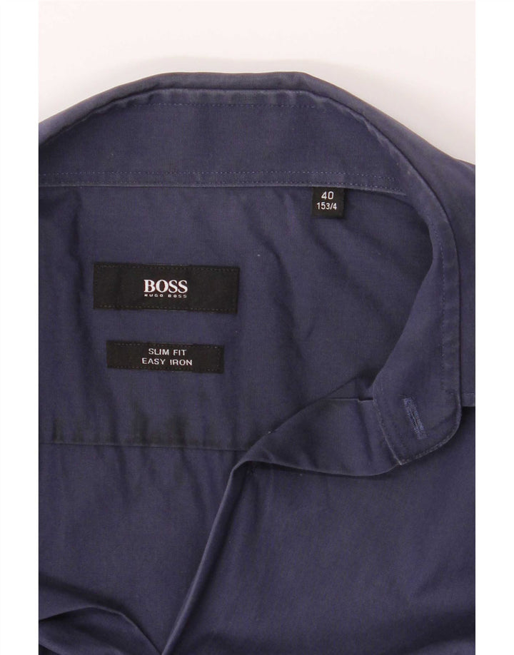Hugo Boss Herre Slim Fit skjorte str. 40 15 3/4 Medium Navyblå