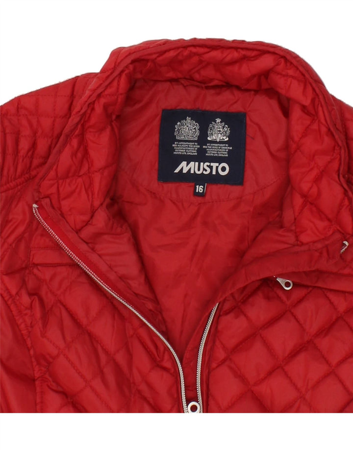 MUSTO Womens Quilted Jacket UK 16 Large  Red Polyamide Vintage Musto and Second-Hand Musto from Messina Hembry 