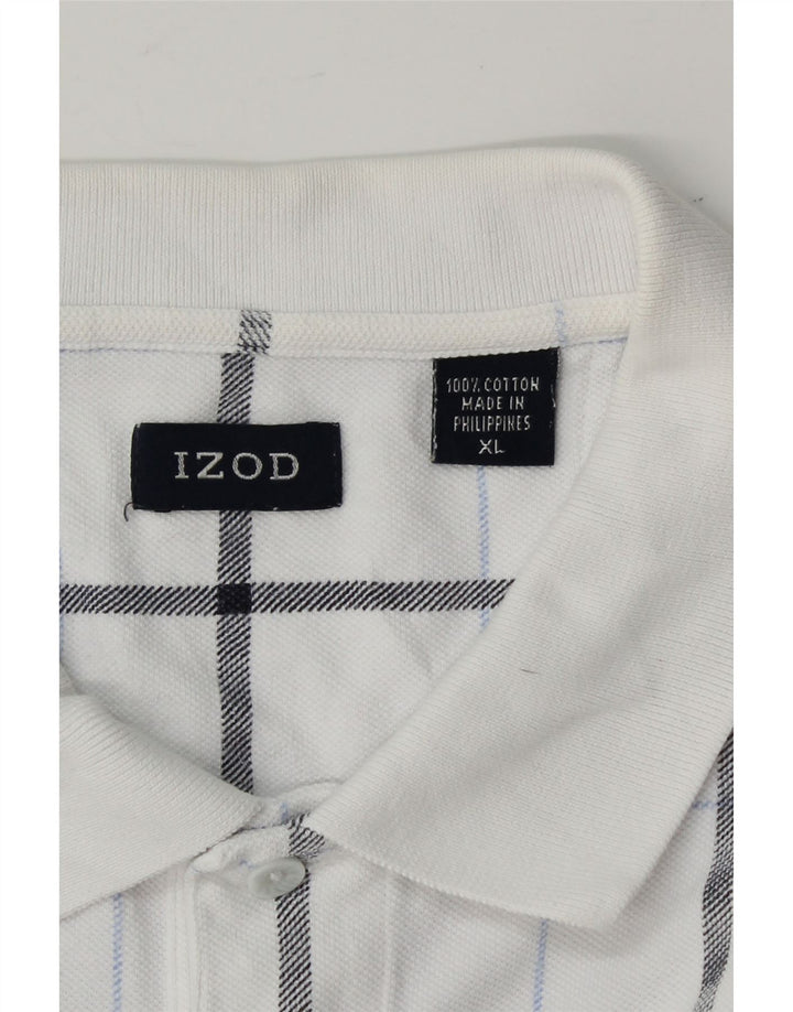 IZOD Mens Polo Shirt XL White Check Cotton Vintage Izod and Second-Hand Izod from Messina Hembry 