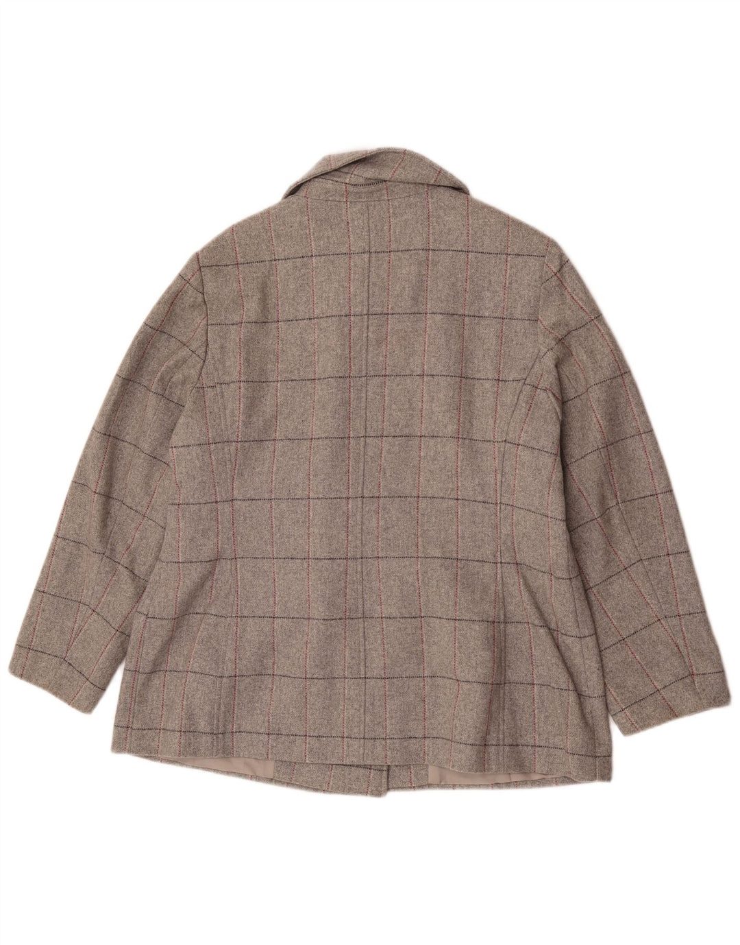 Marks & Spencer Dame Dobbeltradet Frakke UK 18 XL Grå ternet New Wool