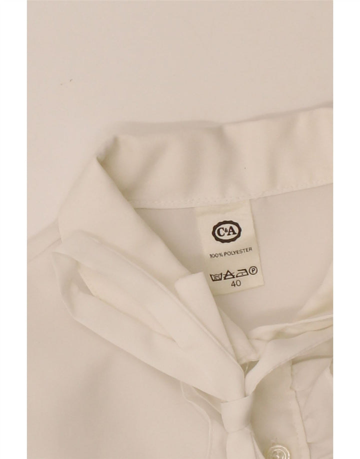 C&A Womens Ruffle Front Shirt Blouse EU 40 Medium White Polyester Vintage C&A and Second-Hand C&A from Messina Hembry 