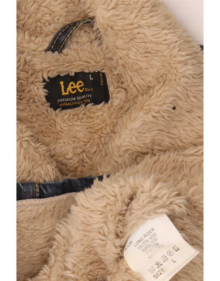 Lee Dame Denim Sherpa Jacket UK 14 Stor Blå Bomuld