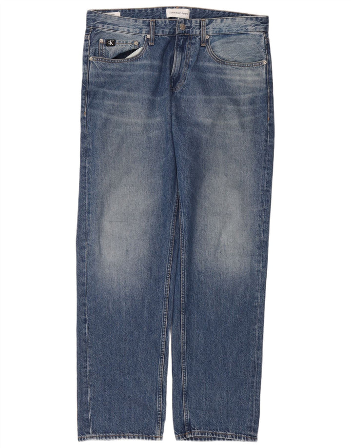Calvin Klein Straight Jeans til mænd W33 L31 Blå Bomuld