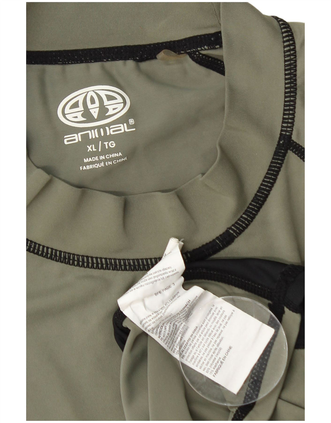 Animal Herre T-Shirt Top XL Khaki Colourblock Polyester