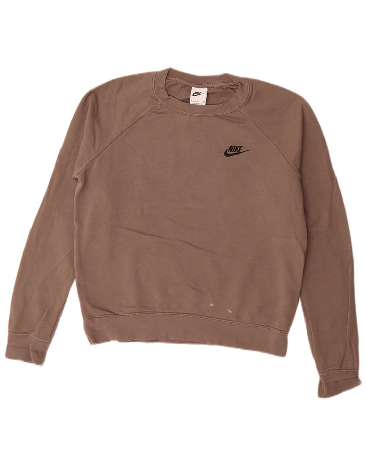 Nike Dame Oversized Sweatshirt Jumper UK 10 Lille brun bomuld