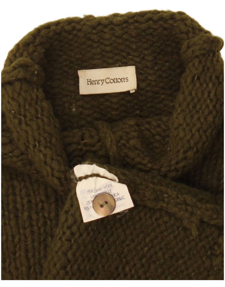 Henry Cottons Dame Button Neck Jumper Sweater IT 46 Stor Khaki Wool