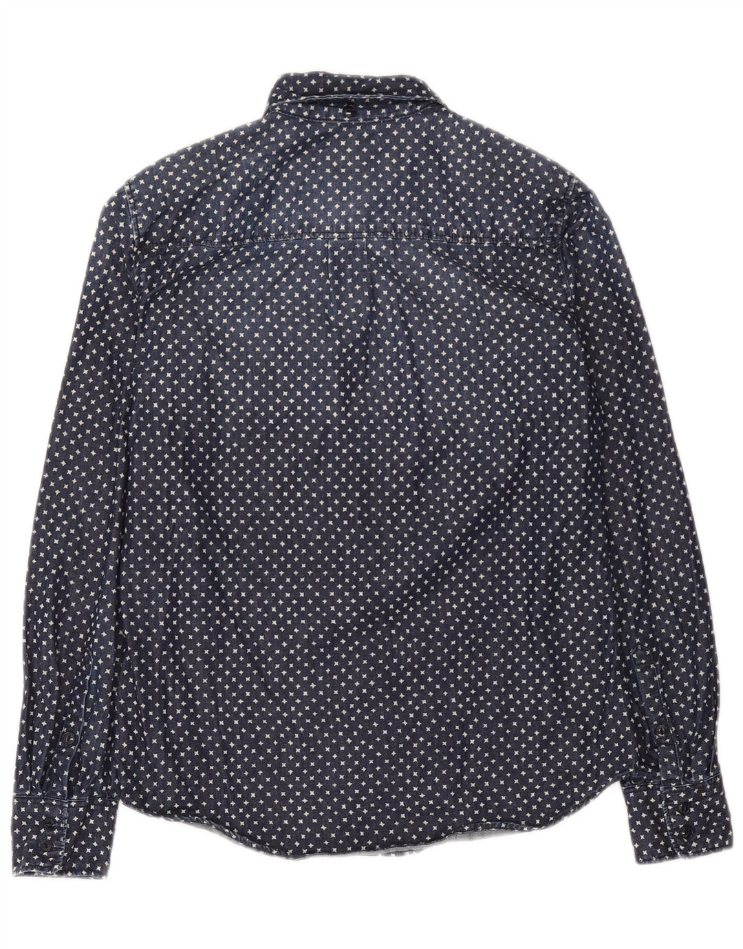 J. Crew kvinders abstrakt mønster oversized denim skjorte US 2 XS marineblå