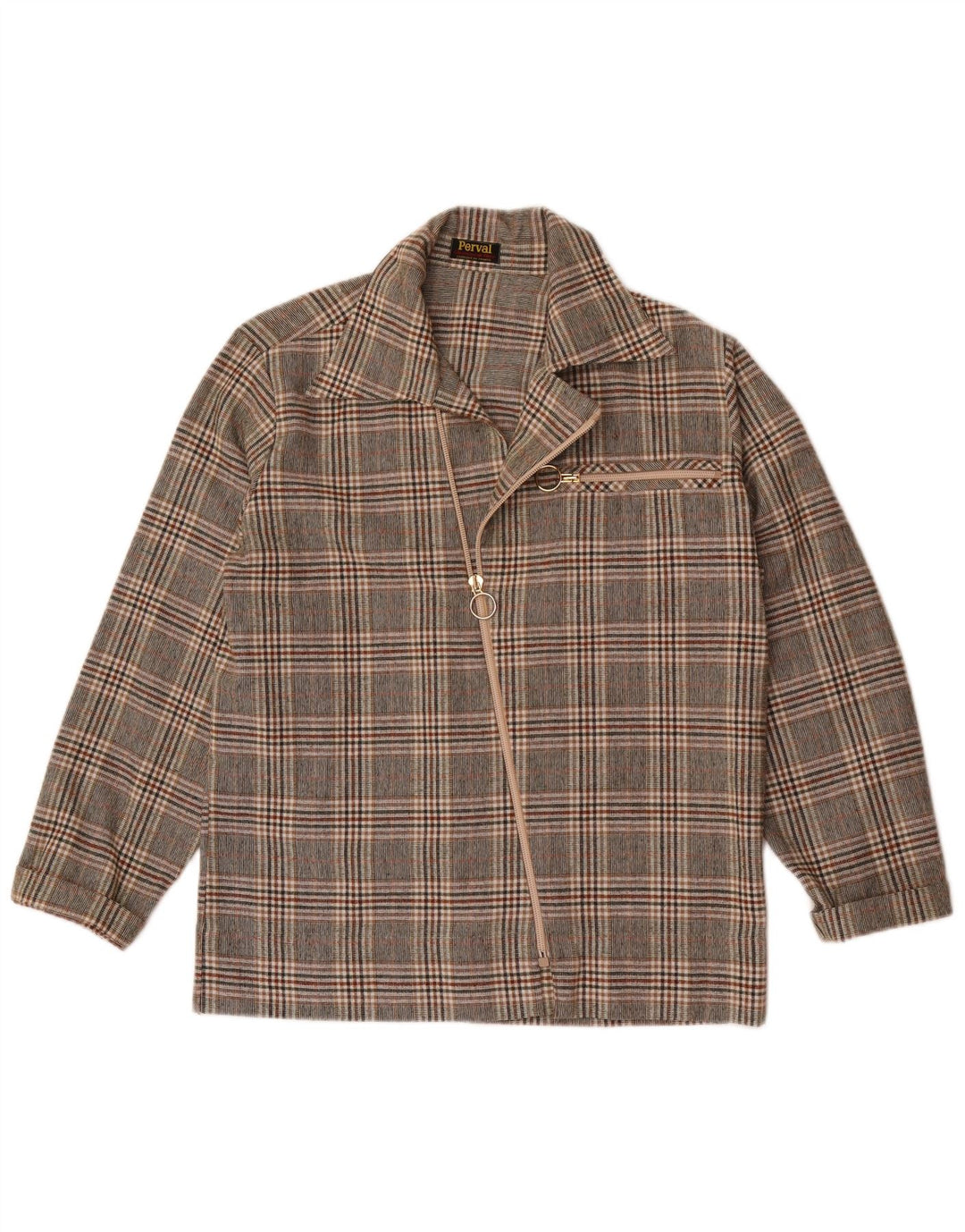 Vintage Dame Full Zip Shirt UK 16 Large Grey Check