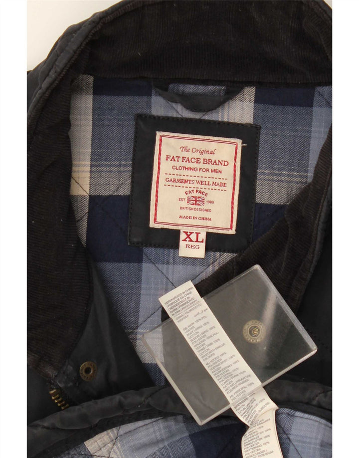 Fat Face Herre Quiltet Jakke UK 42 XL Navy Blue Bomuld