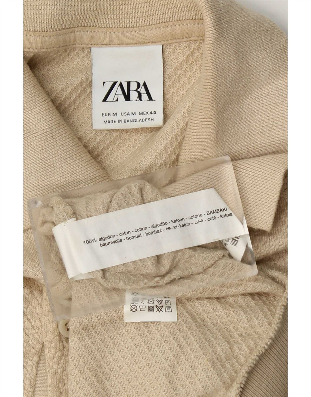 Zara Poloskjorte til mænd Medium Beige Bomuld