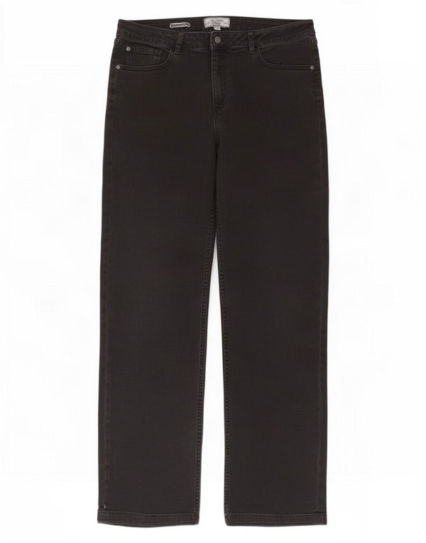 Fat Face Dame Straight Jeans UK 14 Large W34 L30 Black Bomuld