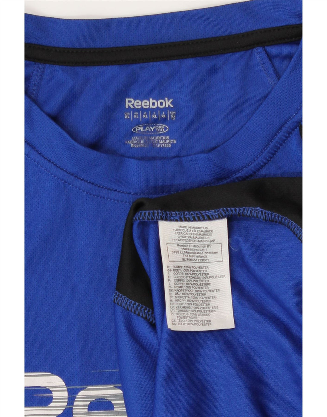 Reebok Herre Grafisk T-Shirt Top XL Blå Colourblock Polyester
