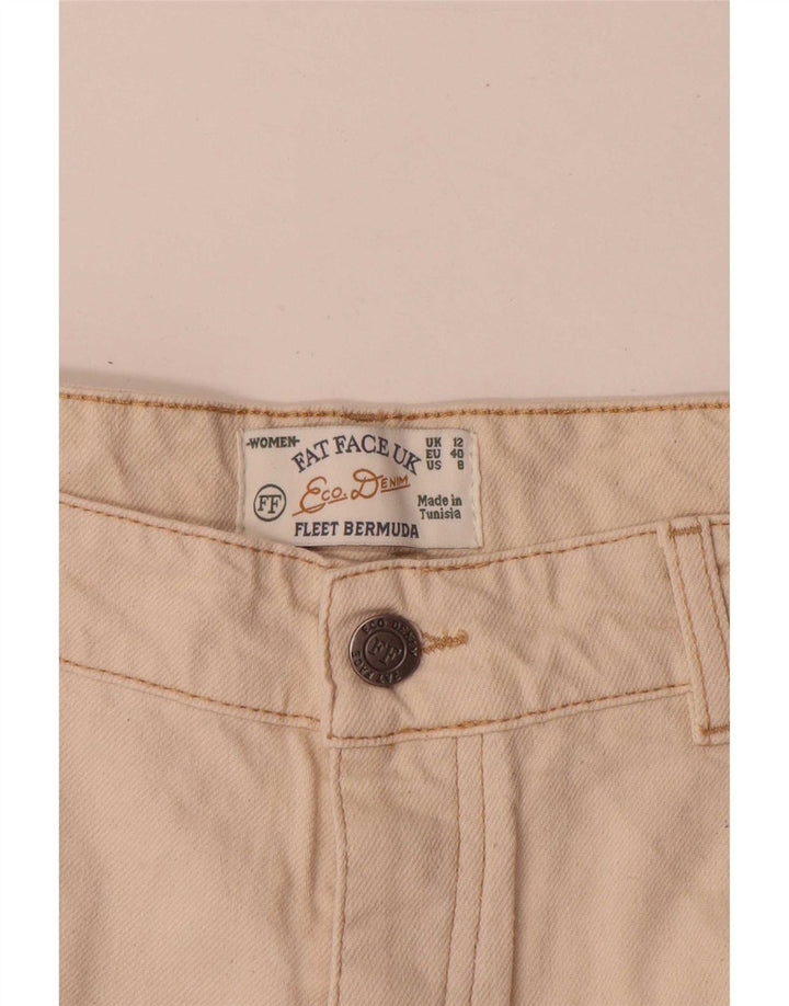 Fat Face Womens Fleet Bermuda Denim Shorts UK 12 Medium W30 Off White