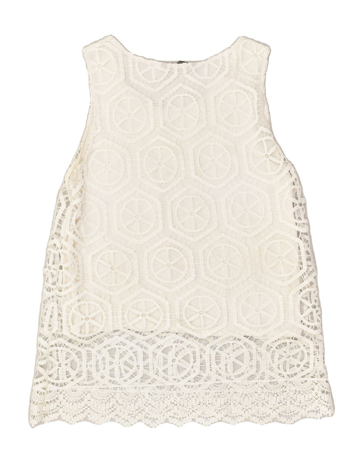 DESIGUAL Womens Crochet Tunic Top IT 42 Medium White | Vintage Desigual | Thrift | Second-Hand Desigual | Used Clothing | Messina Hembry 