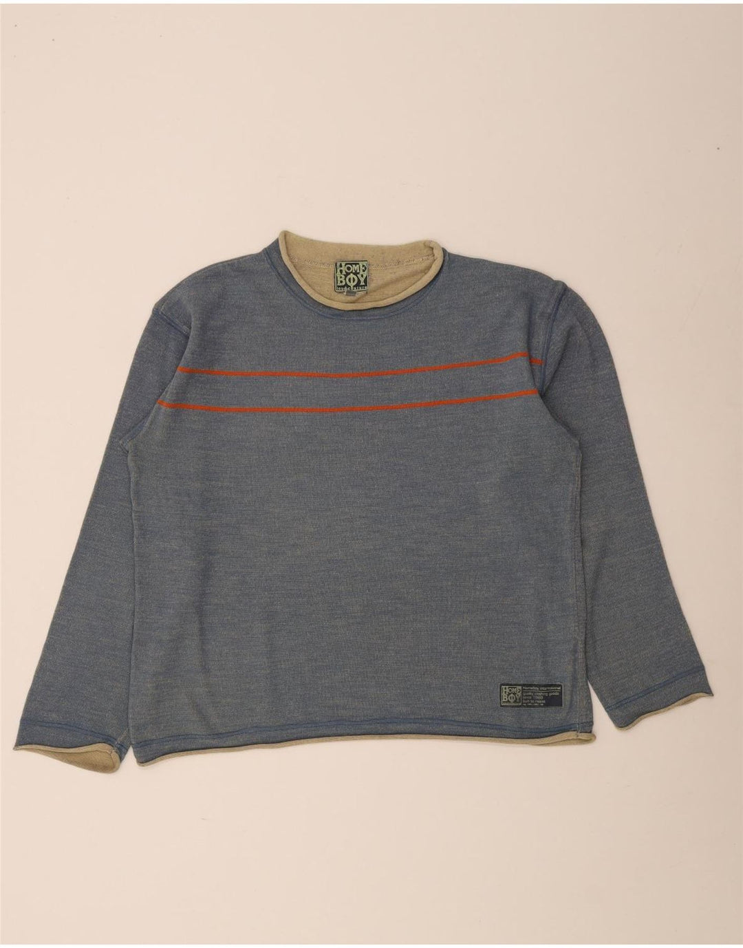Home Boy Herre Boat Neck Jumper Sweater Stor Blå Stribet