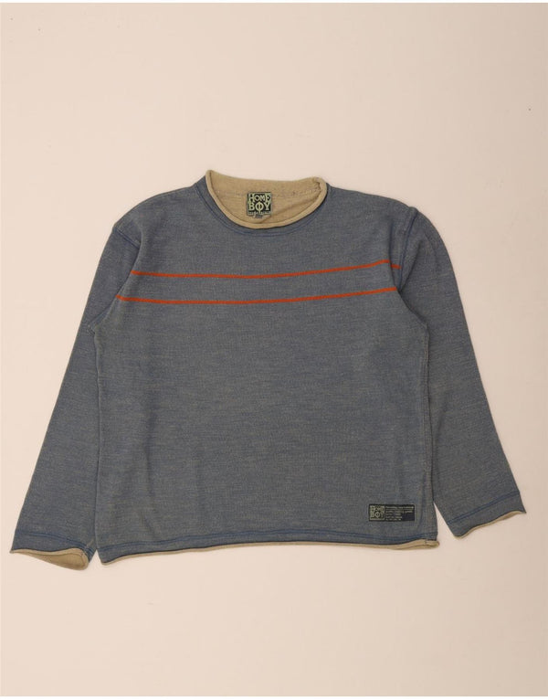 Home Boy Herre Boat Neck Jumper Sweater Stor Blå Stribet
