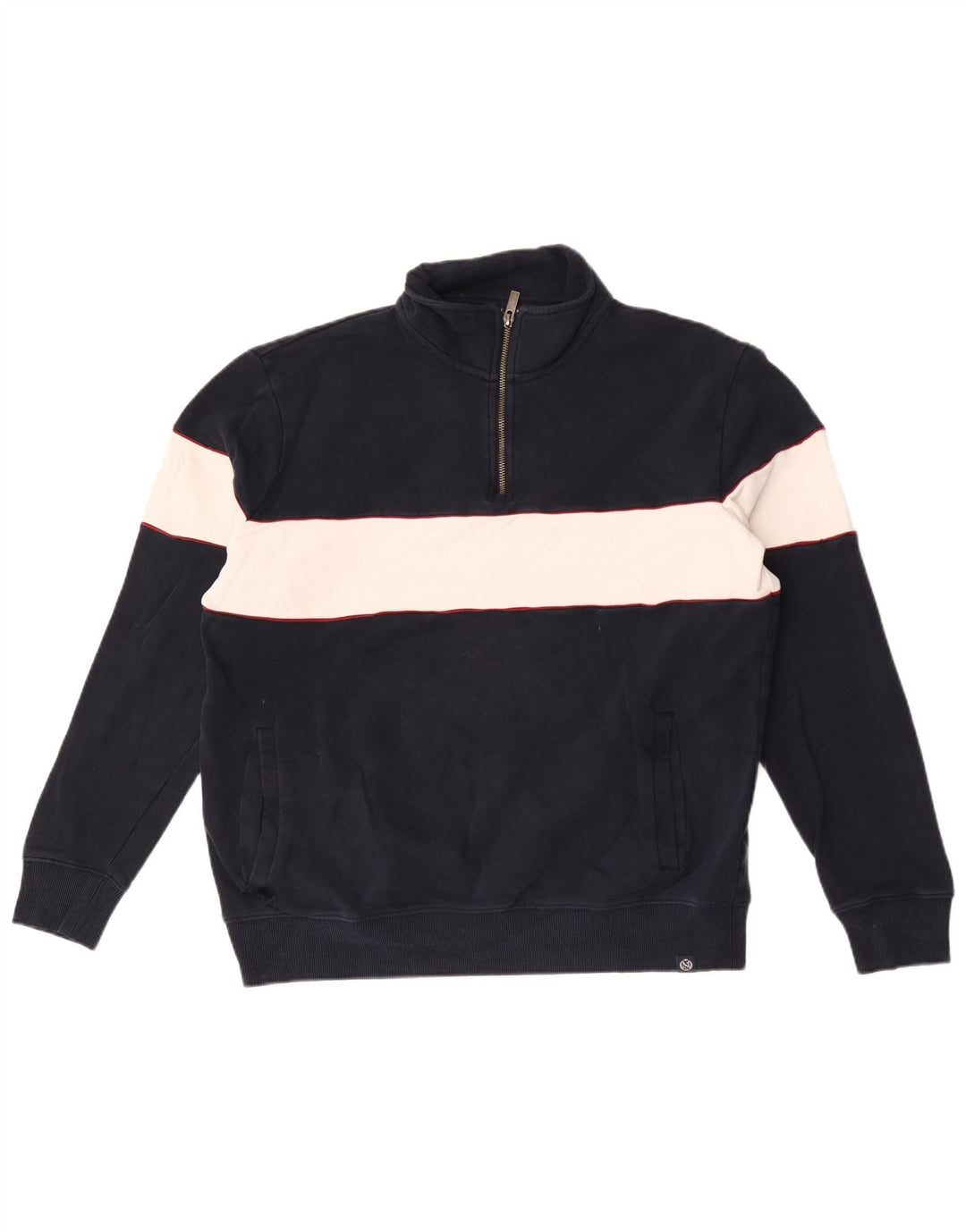 Marks & Spencer Sweatshirt med lynlås til mænd, stor marineblå farveblok