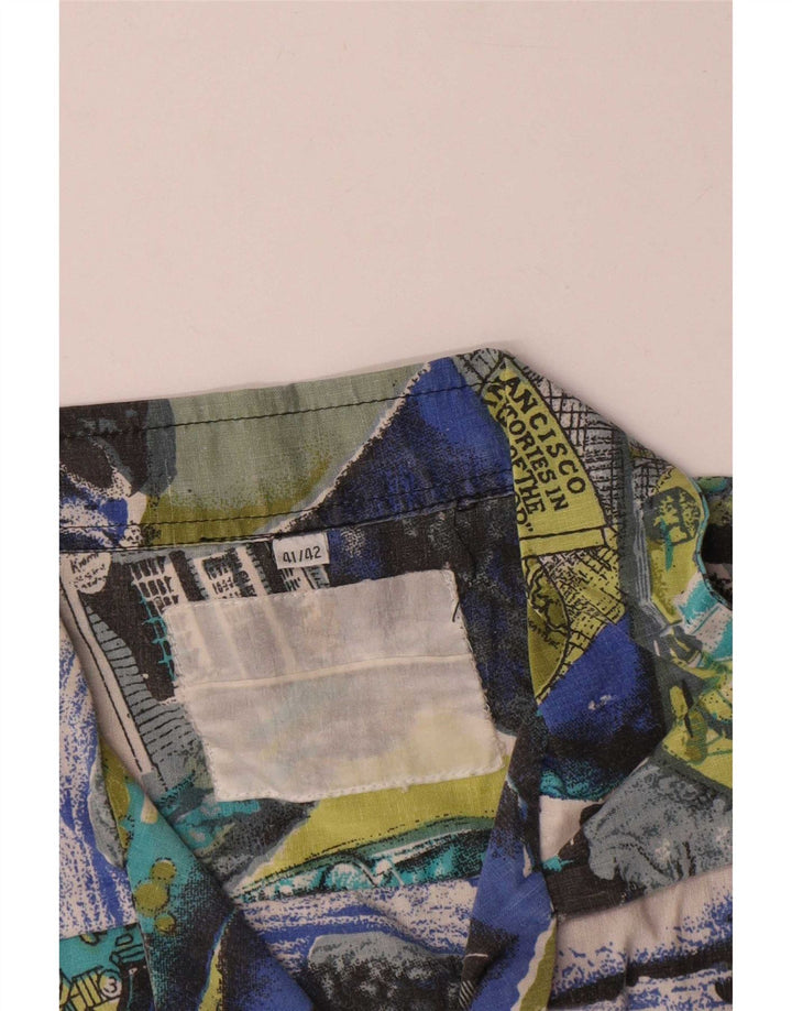 Vintage herre abstrakt mønster skjorte størrelse 41/42 Large Multicolor