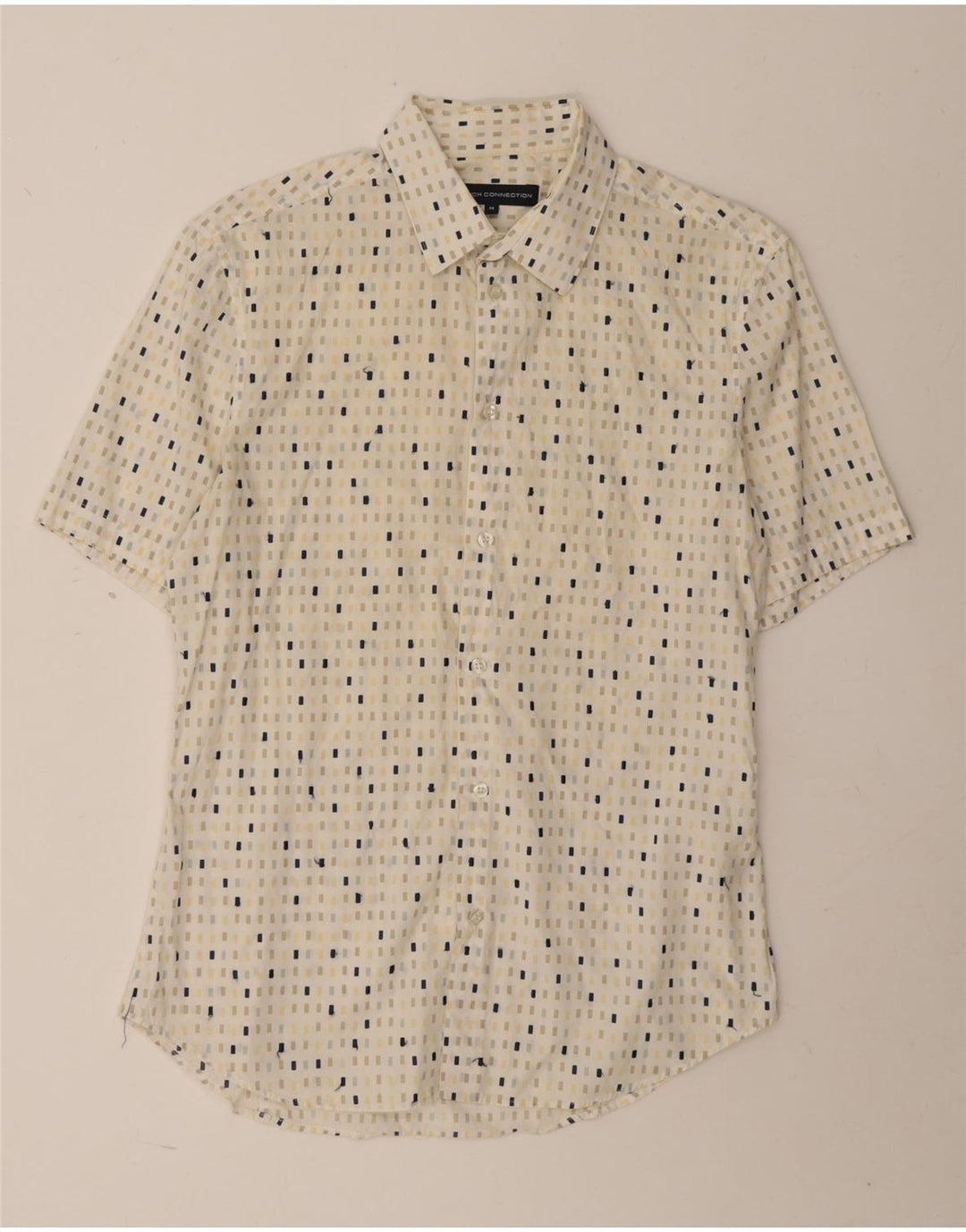 French Connection Kortærmet Herreskjorte Medium Beige Plettet Bomuld