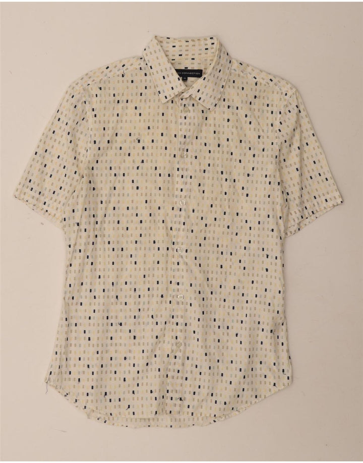 French Connection Kortærmet Herreskjorte Medium Beige Plettet Bomuld