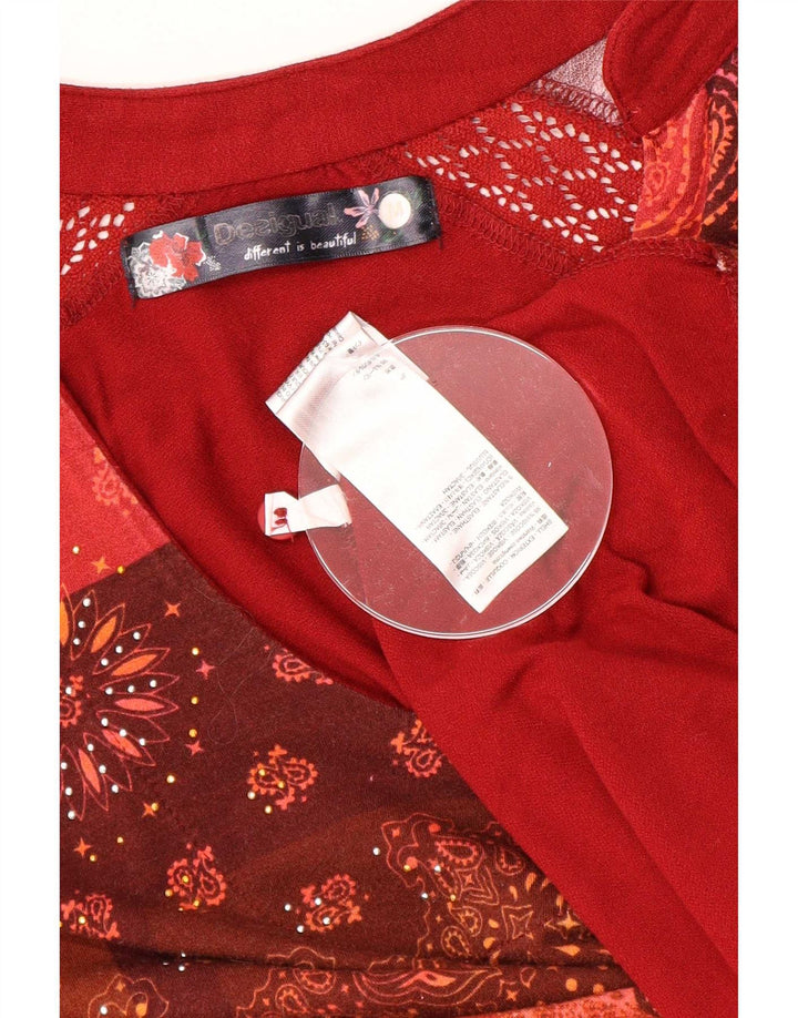 Desigual Damebluse Top UK 14 Medium Rød Paisley Viscose
