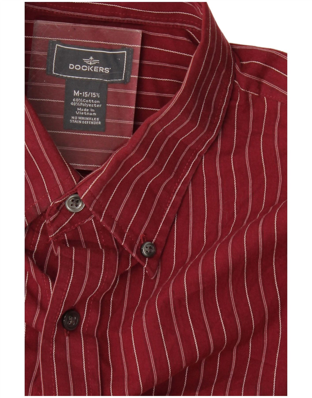 DOCKERS Herreskjorte str. 15 1/2 Medium Burgundy Pinstripe Cotton