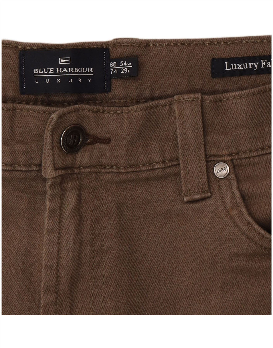 Marks & Spencer Herre Blue Harbor Straight Jeans W34 L29 Beige Bomuld