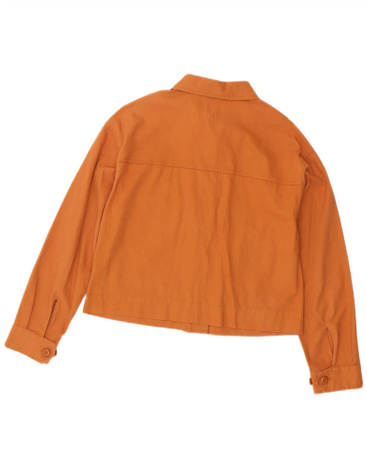 Vans Womens Crop Oversized Bomber Jacket UK 10 Small Orange Cotton