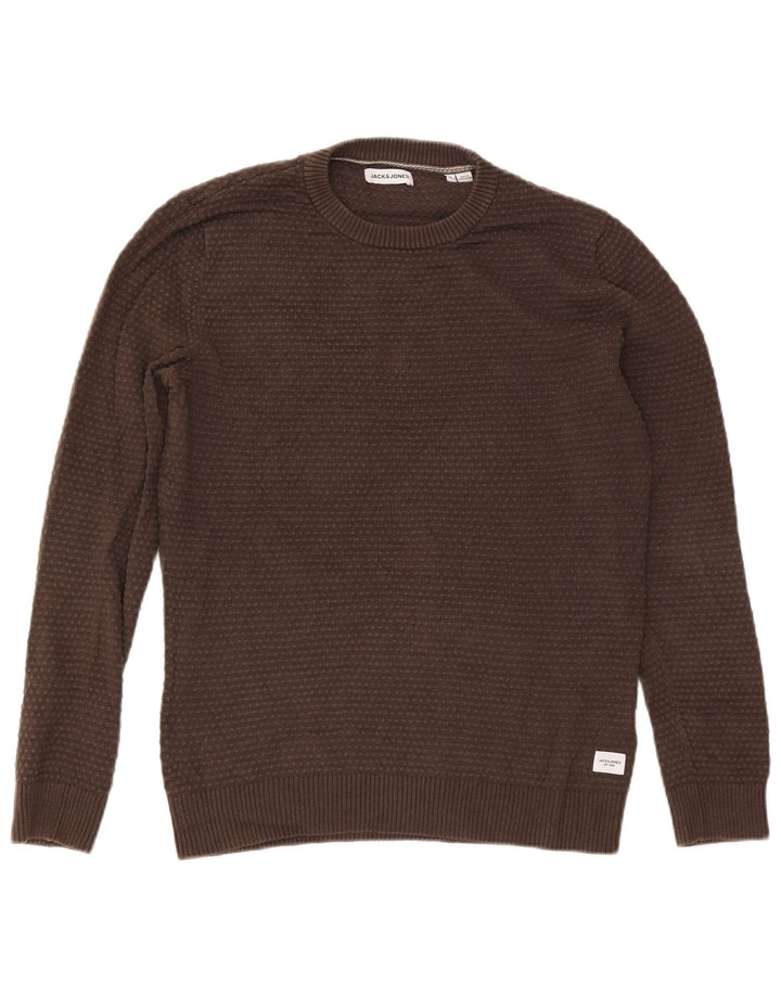 Jack & Jones herre sweater med rund hals, medium brun bomuld